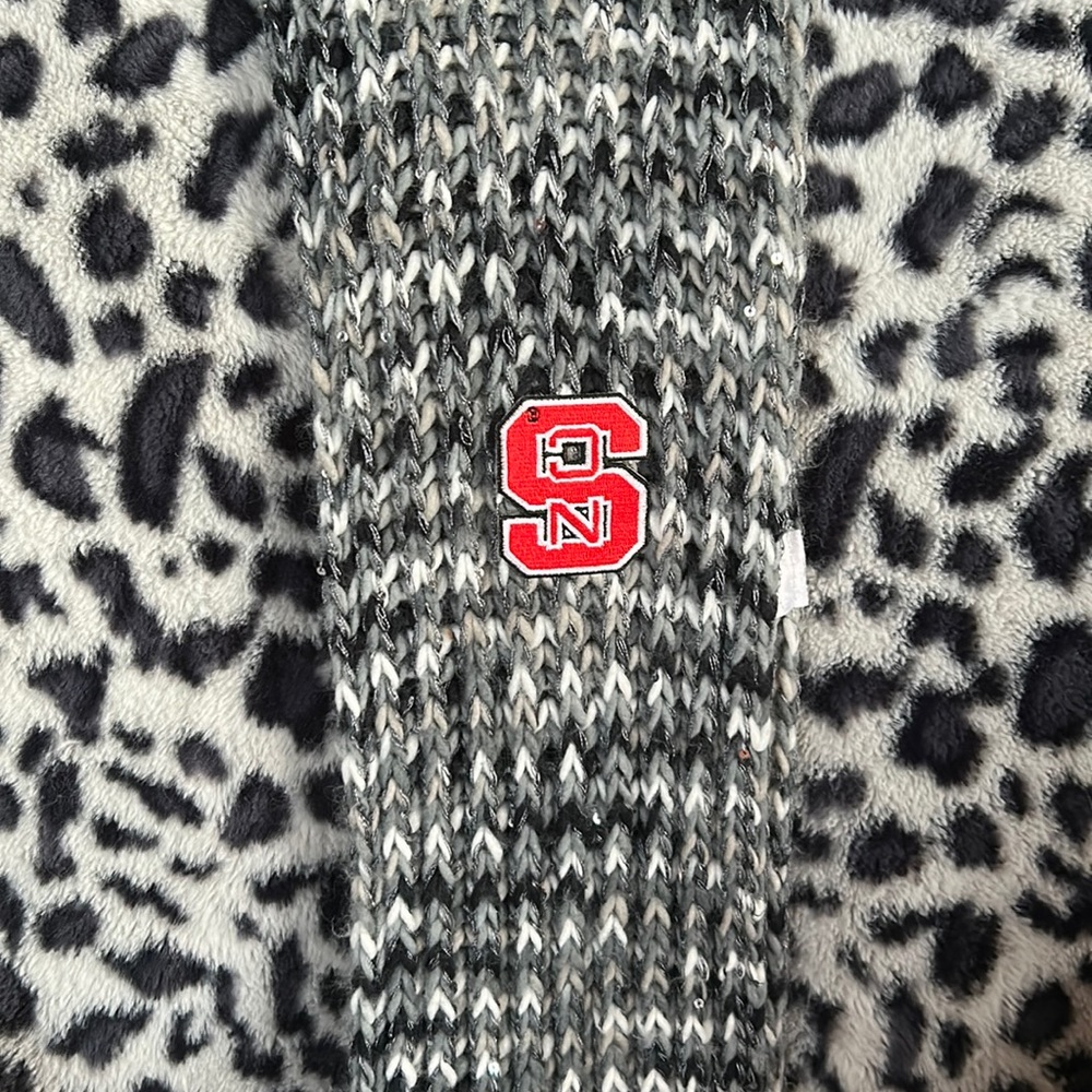 Knit NC State Infinity scarf. Gray/White/Black with the NCSU emblem. 🐺🐺